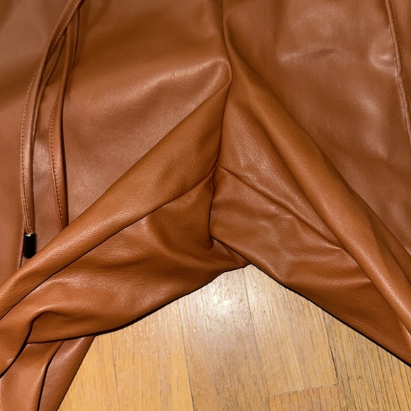 *last chance* Nine West | faux leather brown pants w/ draw string tie at waist - Picture 6 of 16